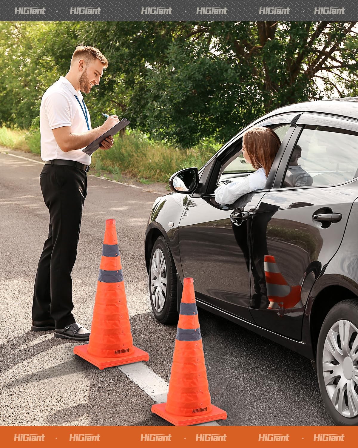 [4 Pack] Collapsible Traffic Safety Cones 28 Inch, Orange Pop-up Cones with R…