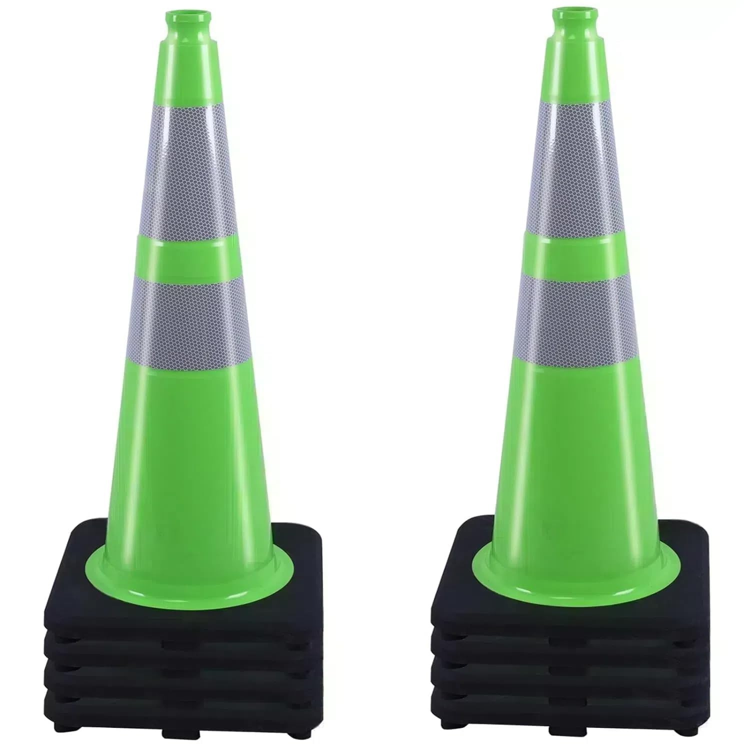 BESEA 8Pack 28″ inch Traffic Cones Green Safety Cones with 6 inch Reflective …