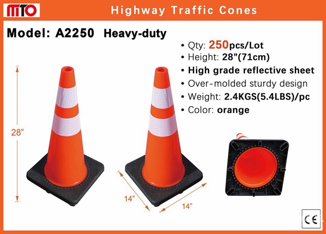 28″ INCH ORANGE SAFETY TRAFFIC CONE W/ 3M REFLECTIVE COLLARS JBC REVOLUTION
