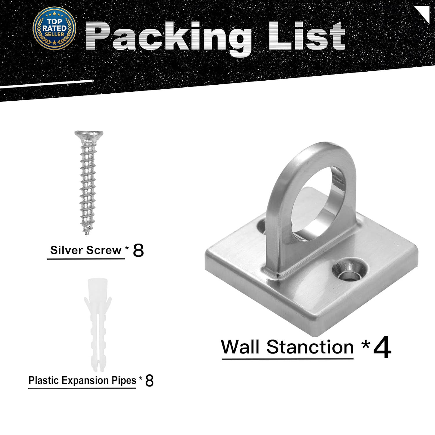 4 Pcs Wall Screw Mount Crowd Control Stanchions Safety Barriers Silver Hanging C