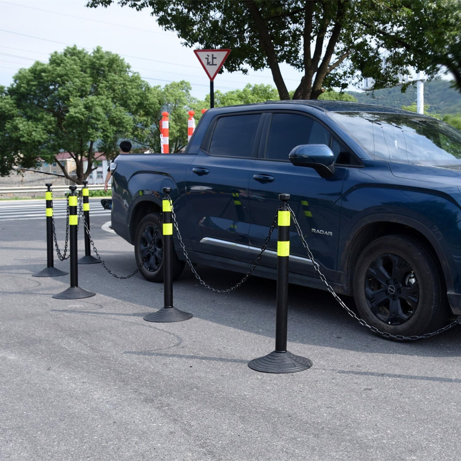 6 sets Heavy Rubber/Water Filled Chain Stanchion for Traffic Delineator Posts