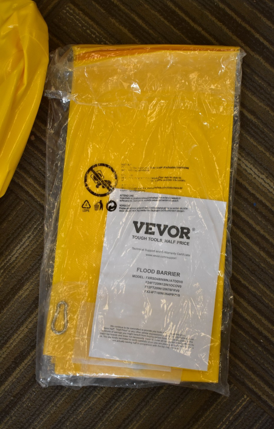 Lot of 4 Vevor Floor Barrier Sandbag Alternatives 4′ x 6″ Water Barriers Yellow