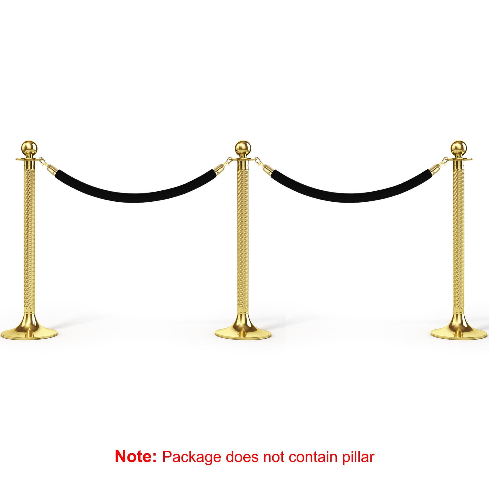 6PCS 5 Feet Black Velvet Stanchion Rope Crowd Control Barrier Rope, Golden
