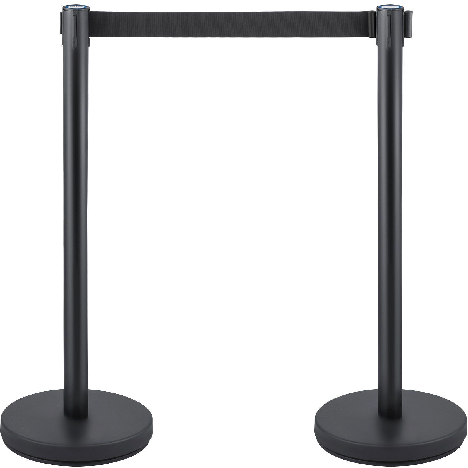 6pc Crowd Control Stanchion Black Crowd Control Barrier w/6.6ft Retractable Belt