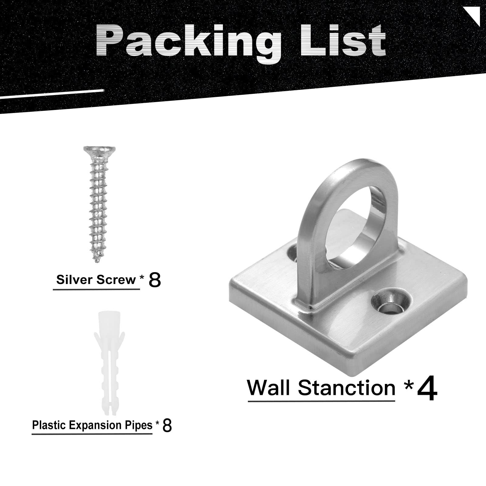 4 Pcs Wall Screw Mount Crowd Control stanchions Safety barriers Silver Hanging C