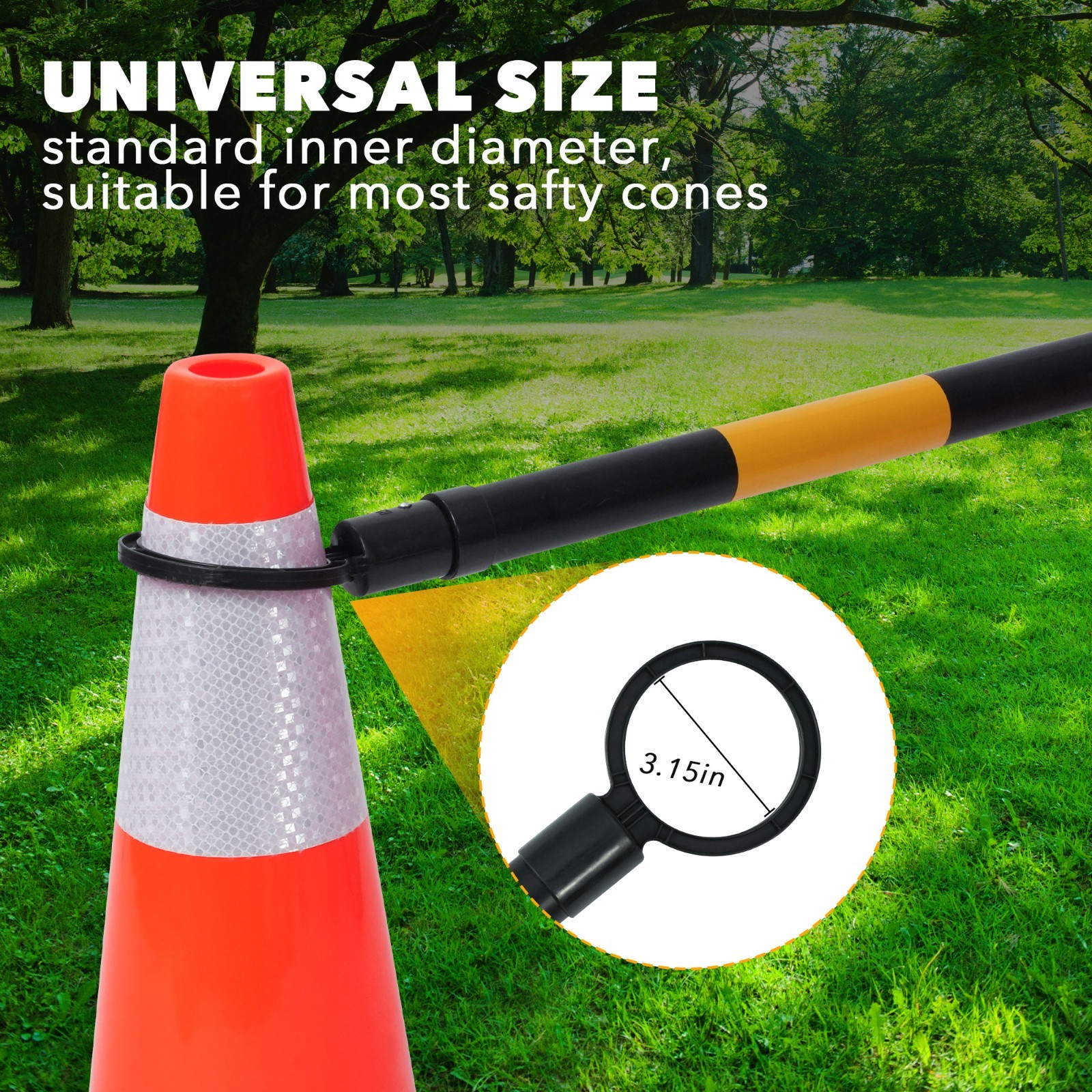 4′ to 7′ Traffic Cone Bar Retractable Barrier/Connect for Lane Closure/Work Zone
