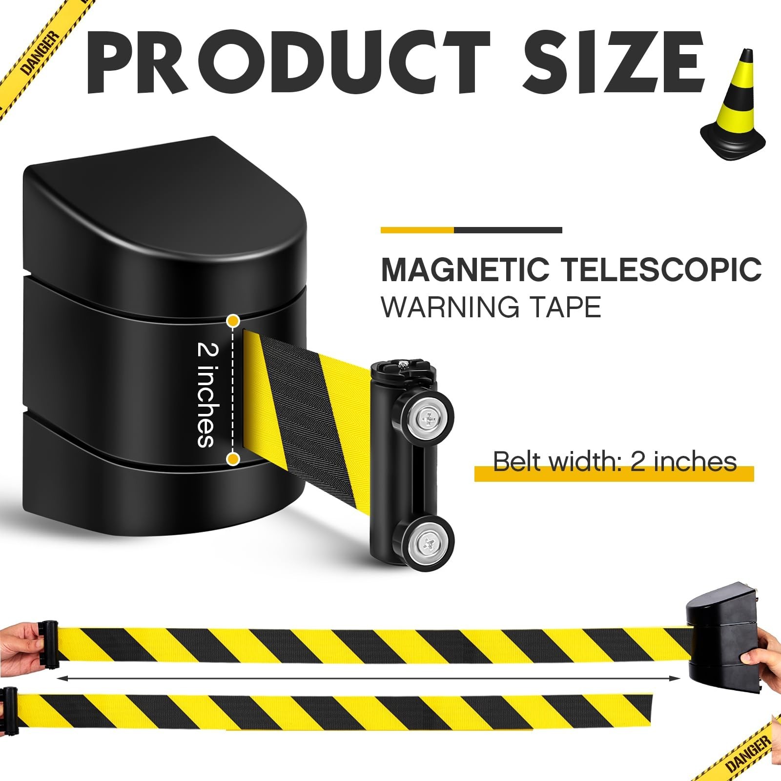 6 Pack 16.4ft Magnetic Wall Mount Retractable Belt Safety Barrier – Crowd Contro
