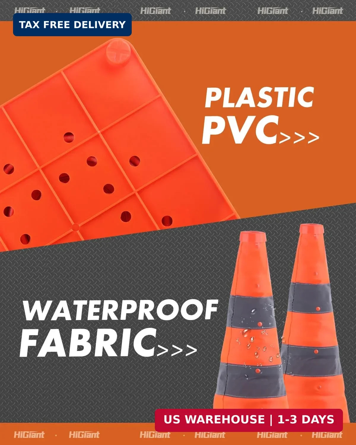 HiGiant [4 Pack] Collapsible Traffic Safety Cones 28 Inch, Orange Pop-up Cones w