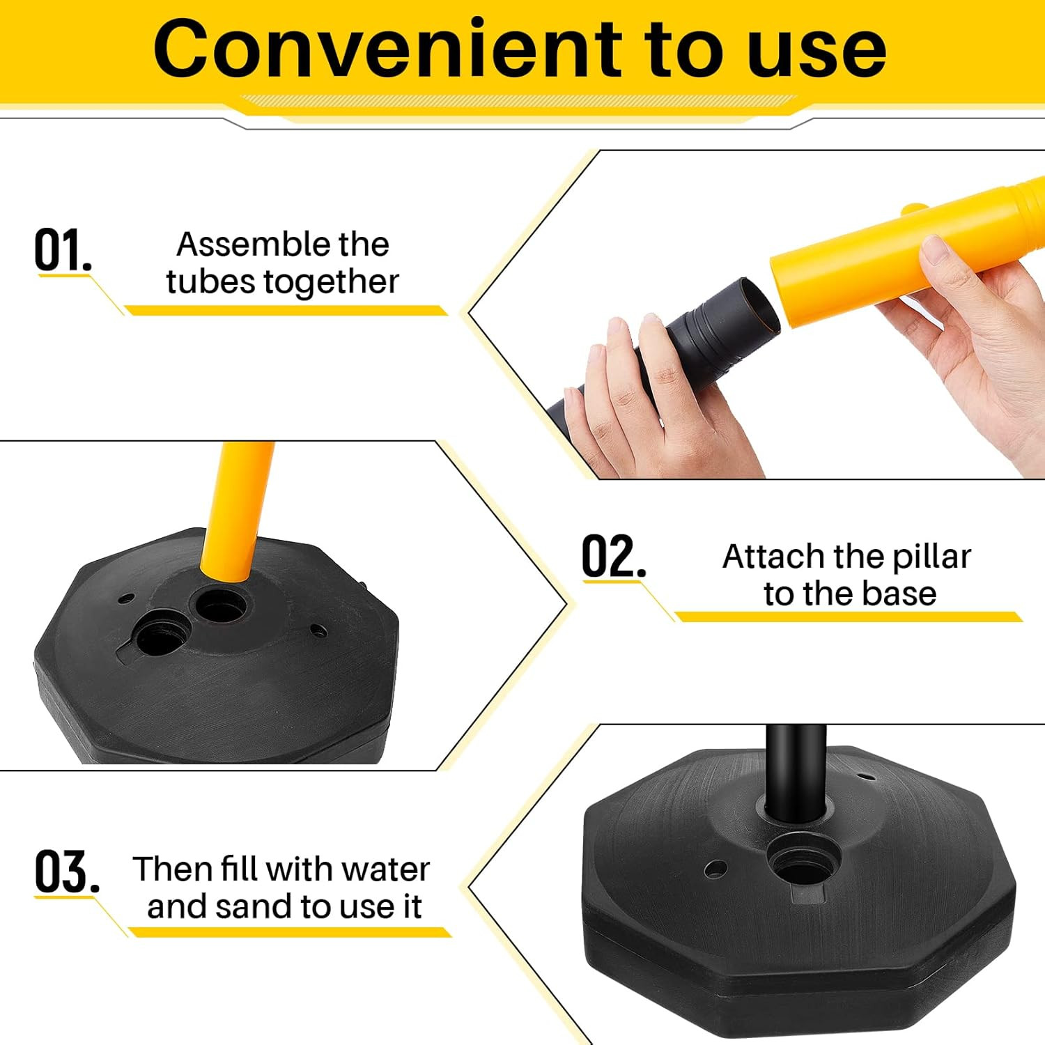 4 Sets 34 Inch Parking Cone Delineators Post Traffic Cone Plastic Stanchion Set