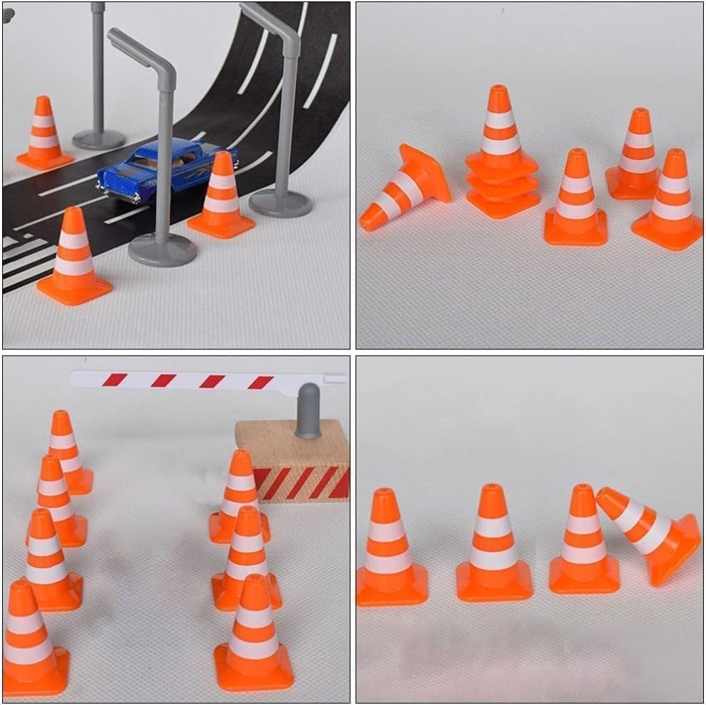 14 Piece Educational Mini Traffic Cones for Dollhouse & Model Construction