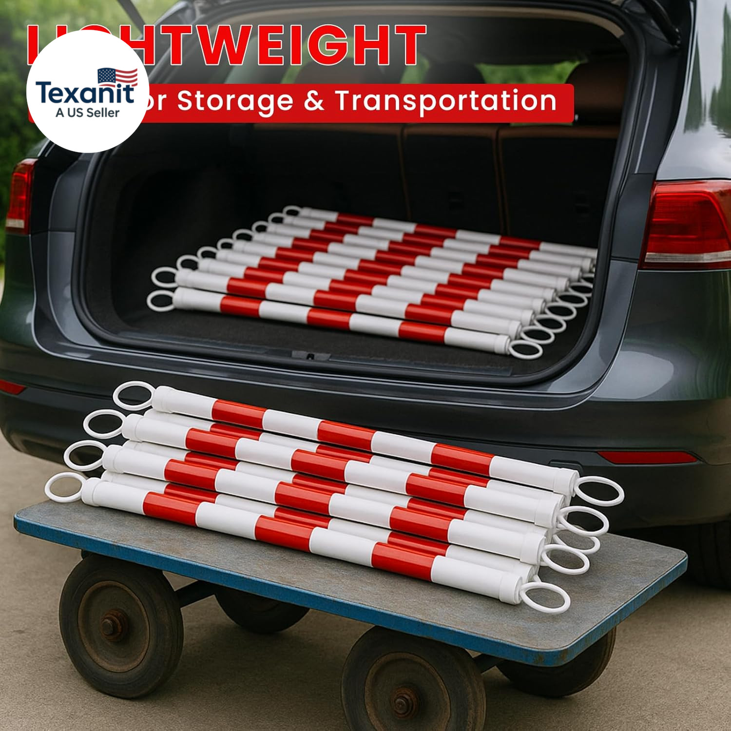 6 Pcs Retractable Traffic Cone Bar from 4Ft to 7.2Ft, Expandable Safety Cone Bar