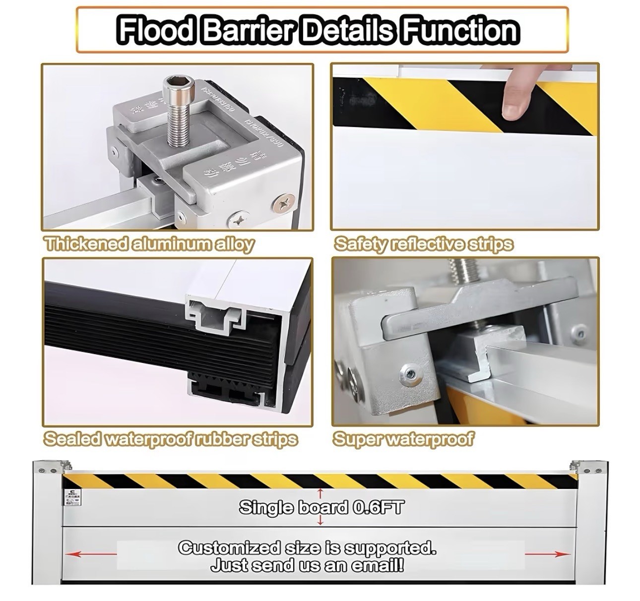 Aluminum Alloy Flood Barrier for Home Exterior|Height 31.5 Inch•Length 3.6 feet