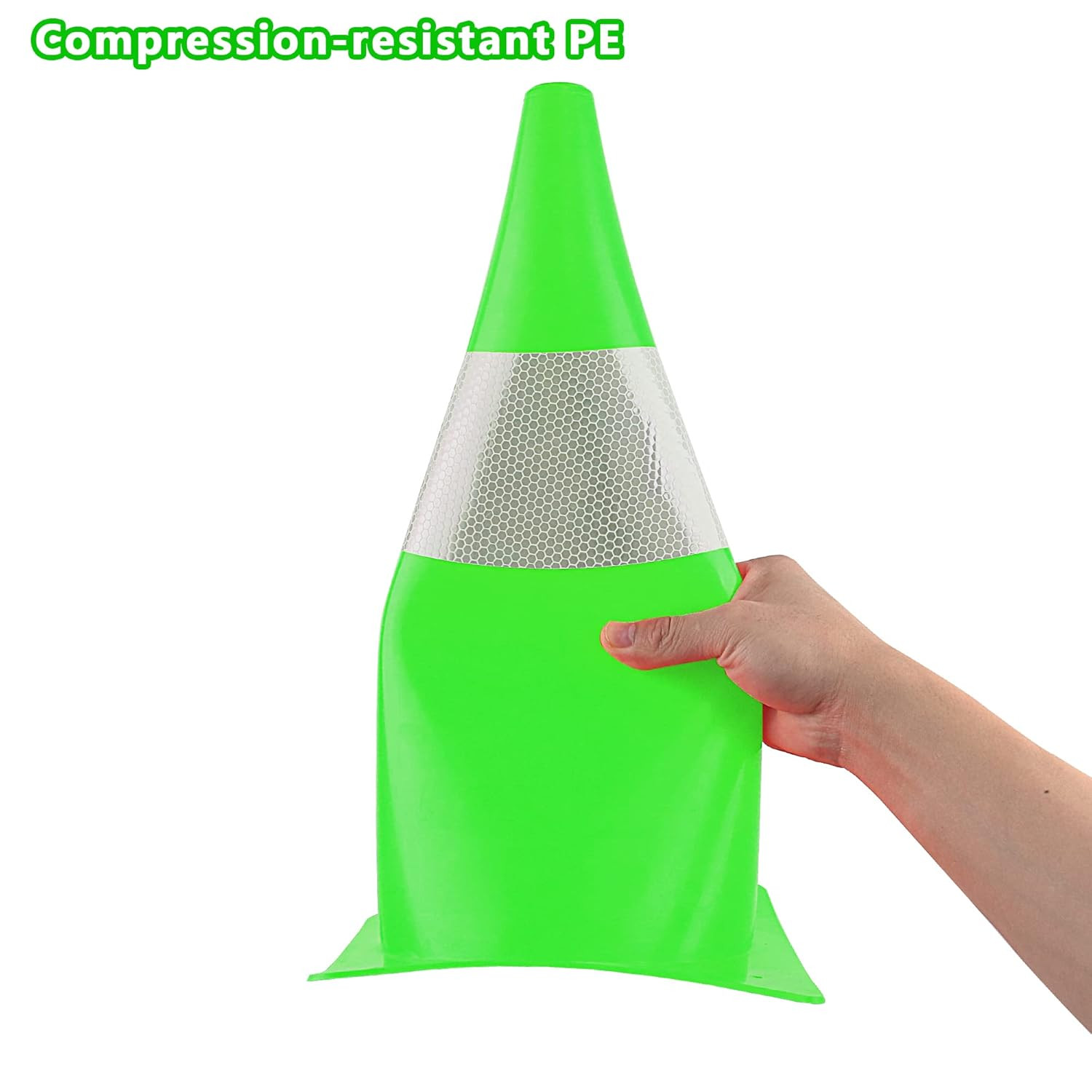 12 Inch Traffic Safety Cones with Reflective Collars,[4 Pack]Green Construction