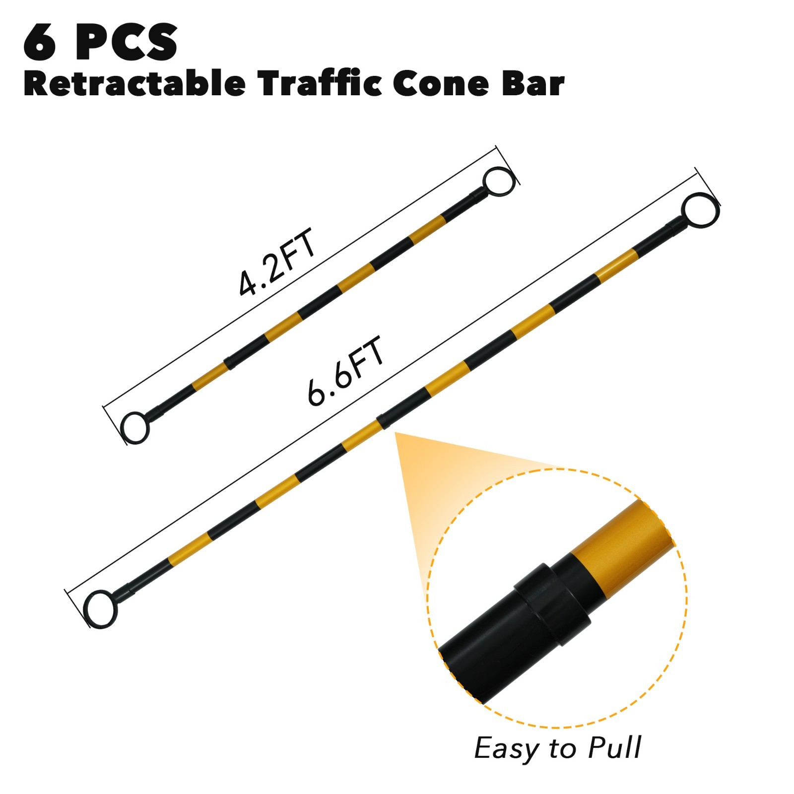 4′ to 7′ Traffic Cone Bar Retractable Barrier/Connect for Lane Closure/Work Zone