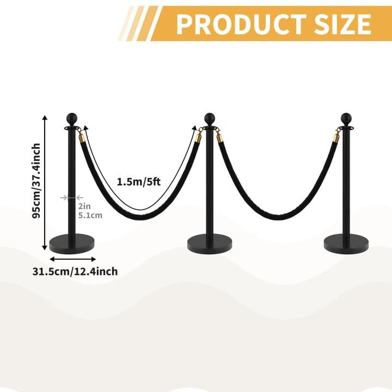 8Pcs Stanchions and Velvet Ropes with 15Ft Red Carpet,Complete Crowd Control Bar