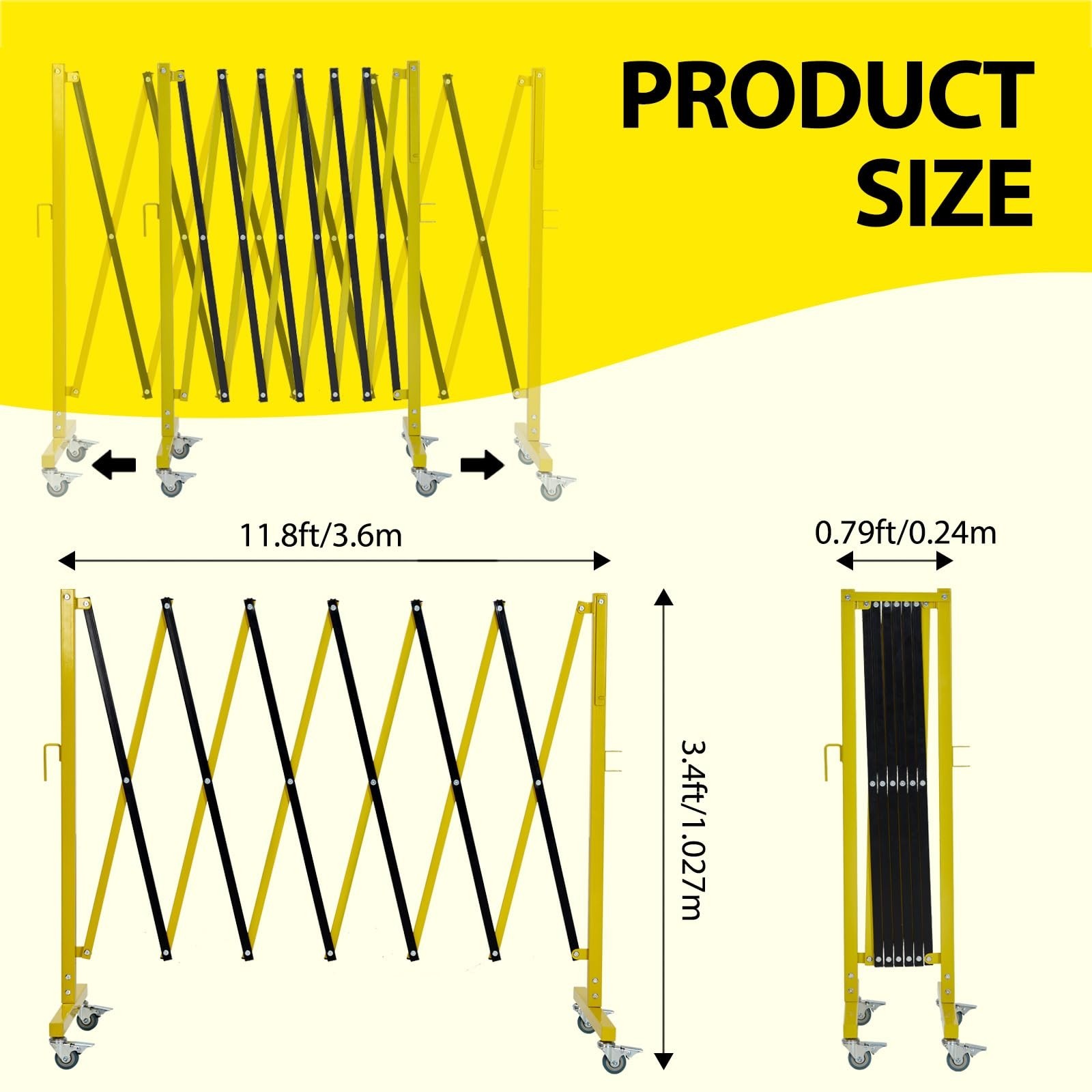Expandable Metal Barricade Safety Barrier Gate for Traffic Control 11 Feet