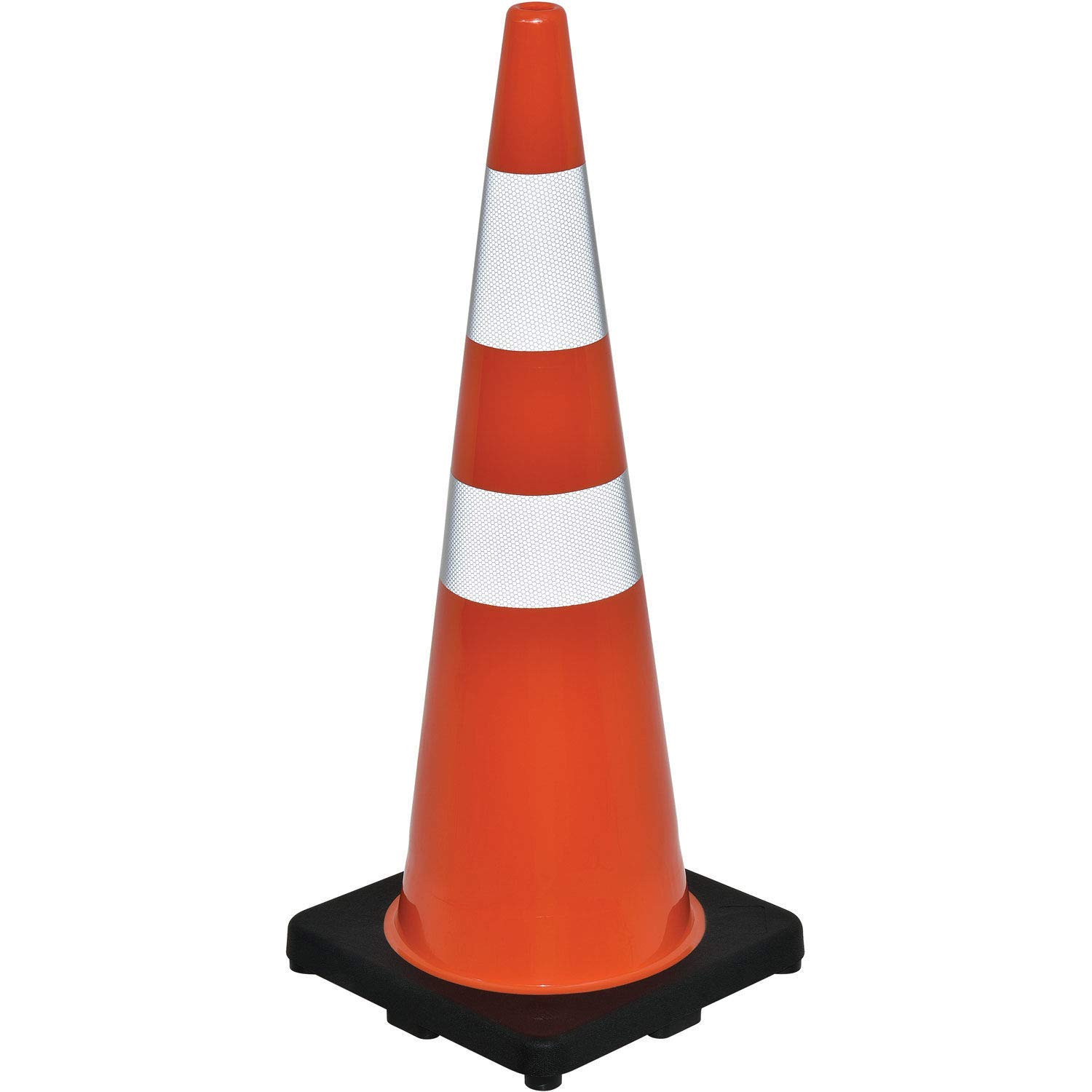 36″ Reflective Traffic Cone, Black Base, 10 Lbs