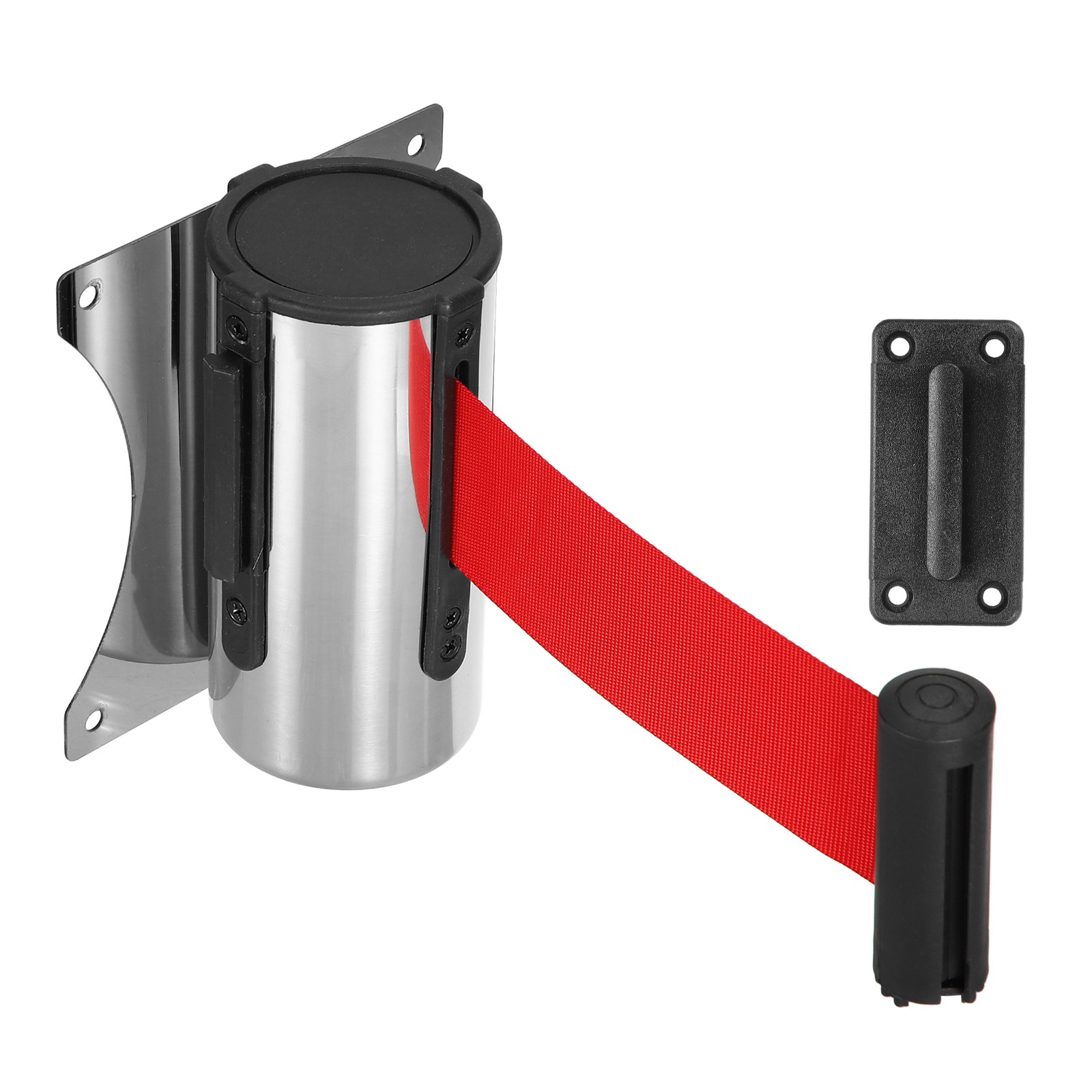 Fixed Wall Mount Retractable Belt Barrier (10 Feet, Red) (1 Pcs)