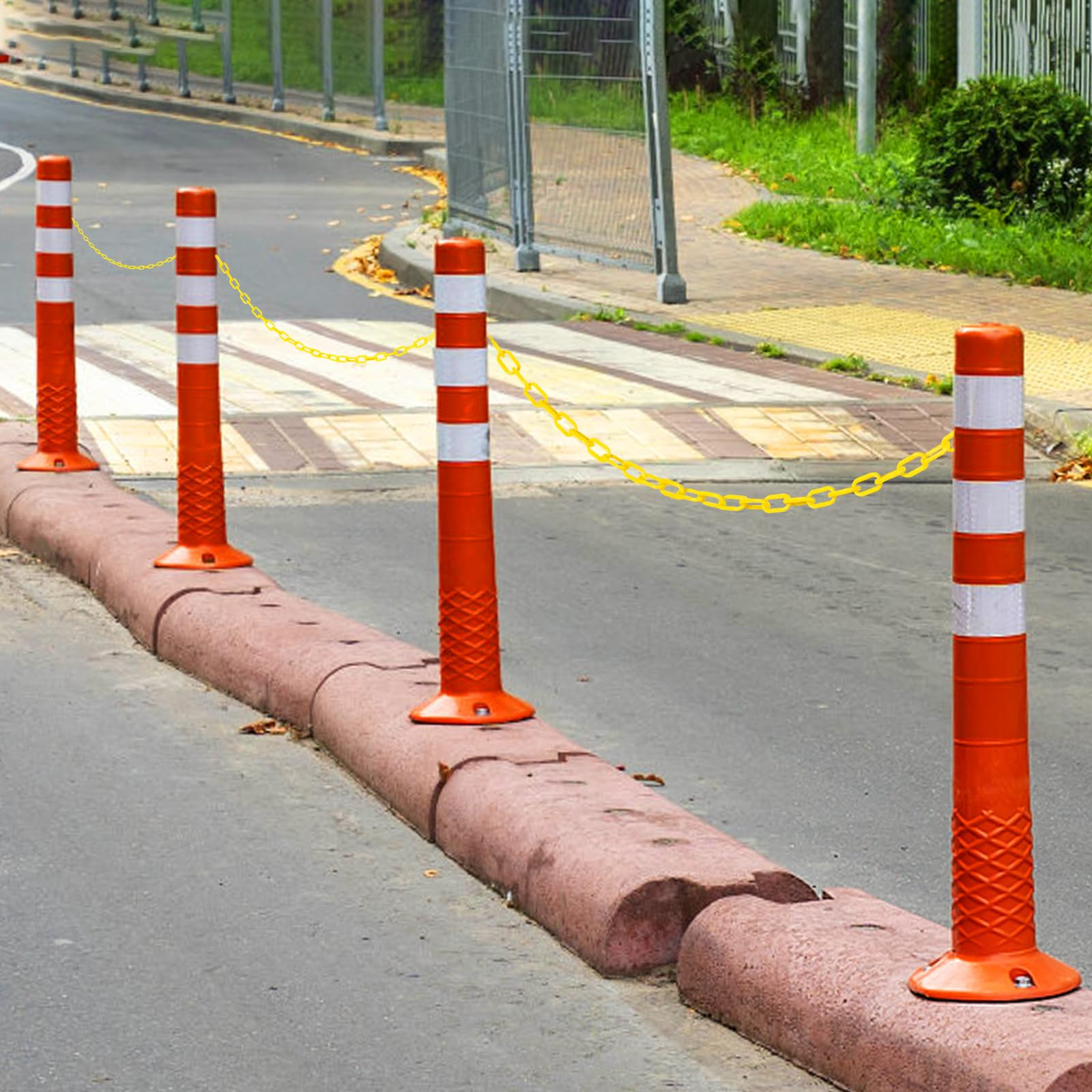 50 Feet Plastic Chain Links Plastic Barrier Chain Yellow Plastic Chains Weather