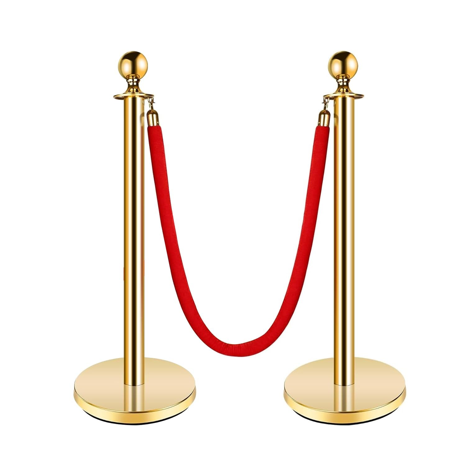 GRAVEE 2-10PCS Stanchion Posts Velvet Ropes Queue Control Barrier Pole Set