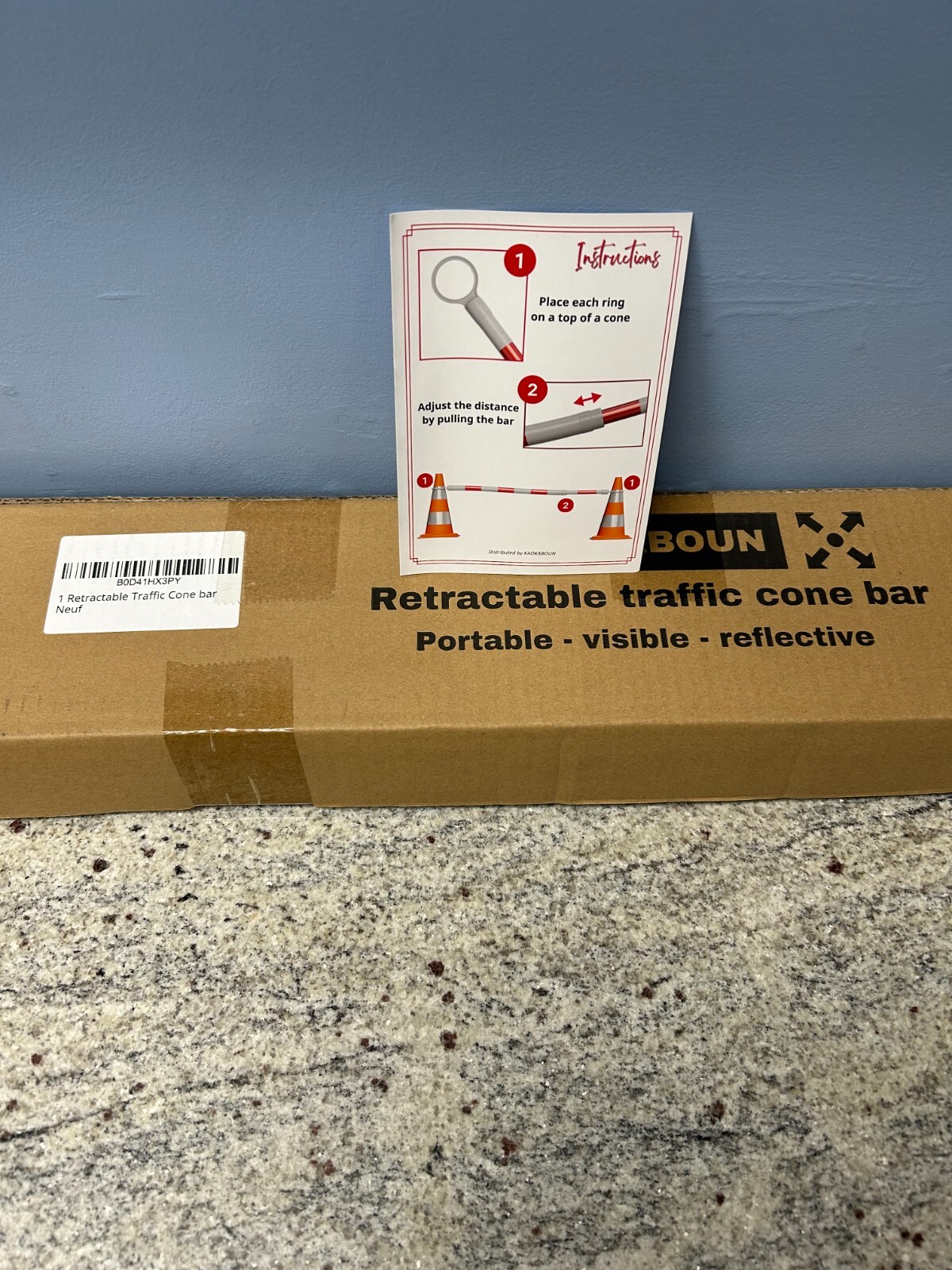 Retractable Safety Traffic Cone Bar – Barrier fits over Safety Cones -NEW IN BOX