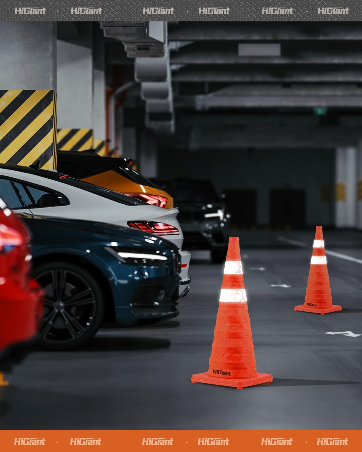 [4 Pack] Collapsible Traffic Safety Cones 28 Inch, Orange Pop-up Cones with R…