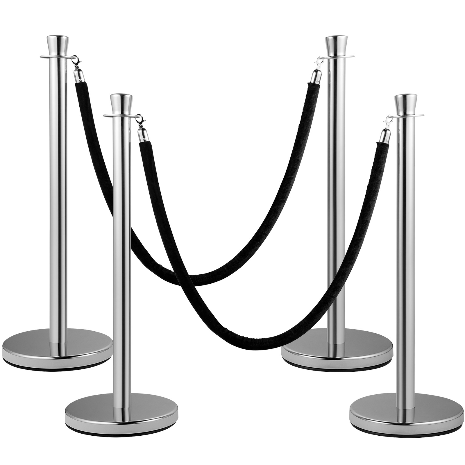 Crowd Control Stanchion Stanchion Set 2 Pieces Set with Black Velvet Rope