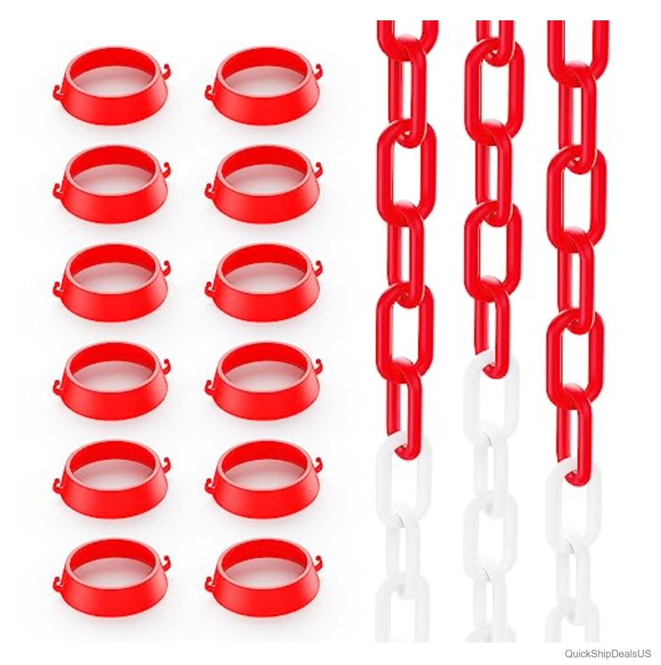 Plastic Chain 64 Feet 6mm PVC Barrier with 12 Connector Kits for Traffic Cones