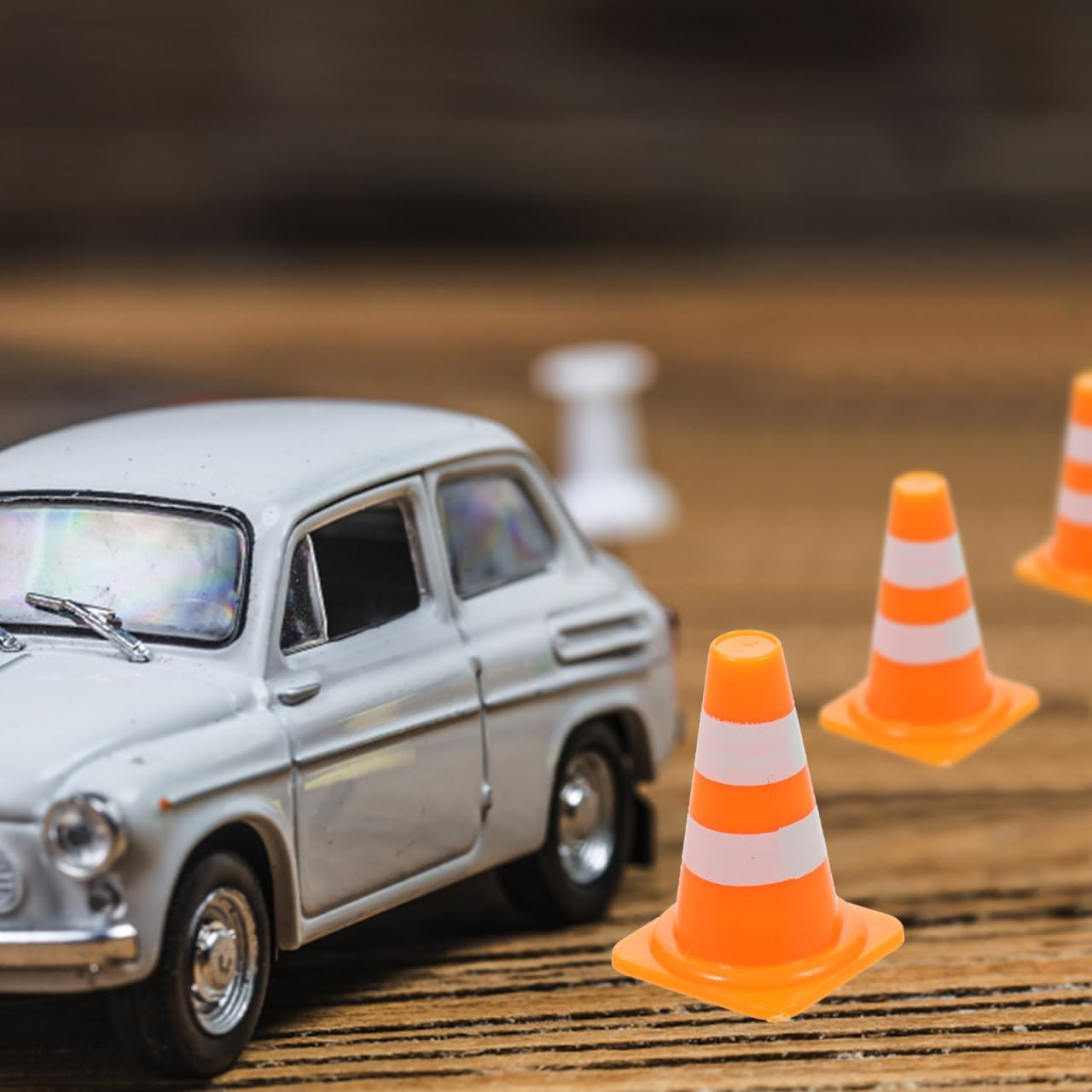 NUOBESTY 30Pcs Mini Traffic Cones, 0.98 Small Orange Construction Cones Miniatur