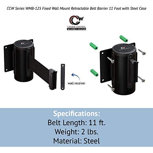 Multi-Purpose 11′ Fixed Wall Mount Retractable Belt – Ideal for Indoor/Outdoor