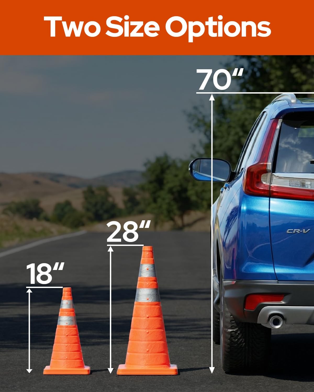 SIMAZO 4 Pack 18 Inch Collapsible Traffic Safety Cones, Orange Pop Up Cones w…