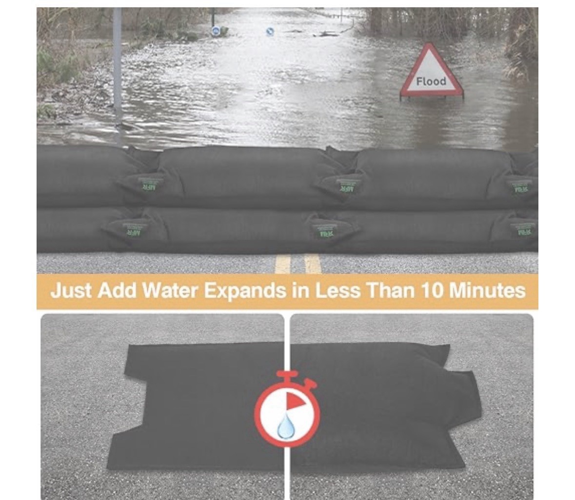 Water Activated Flood Barrier Bags 6 Pack 24x16x3.5 Emergency Sandless Bags