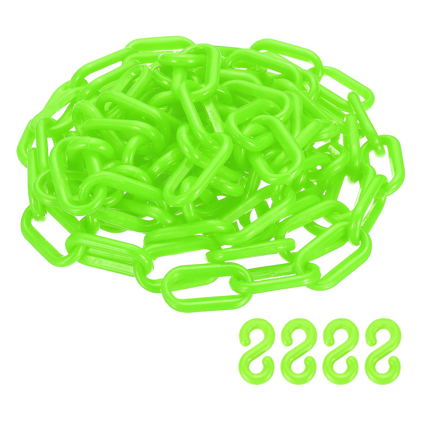 Barrier Chain, (9.8ft 0.7″ Dia., Green), Plastic Safety Chain Links W S Hooks