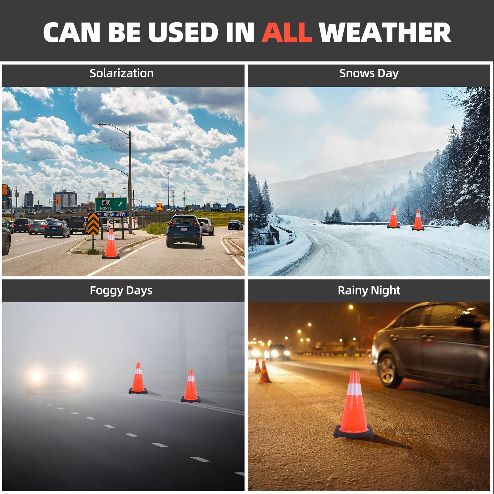 12PCS Traffic Safety Cones 18″ PVC Parking Cones for Roads Construction Warning