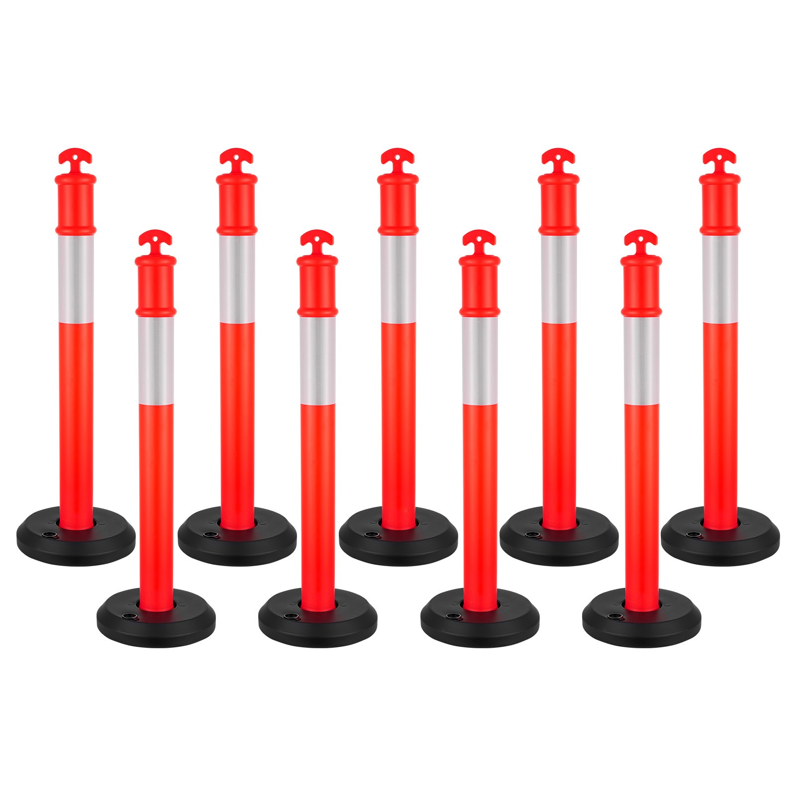 Uimoso Set of 9 Traffic Delineator Posts with Fillable Bases, 45 Inches Tall