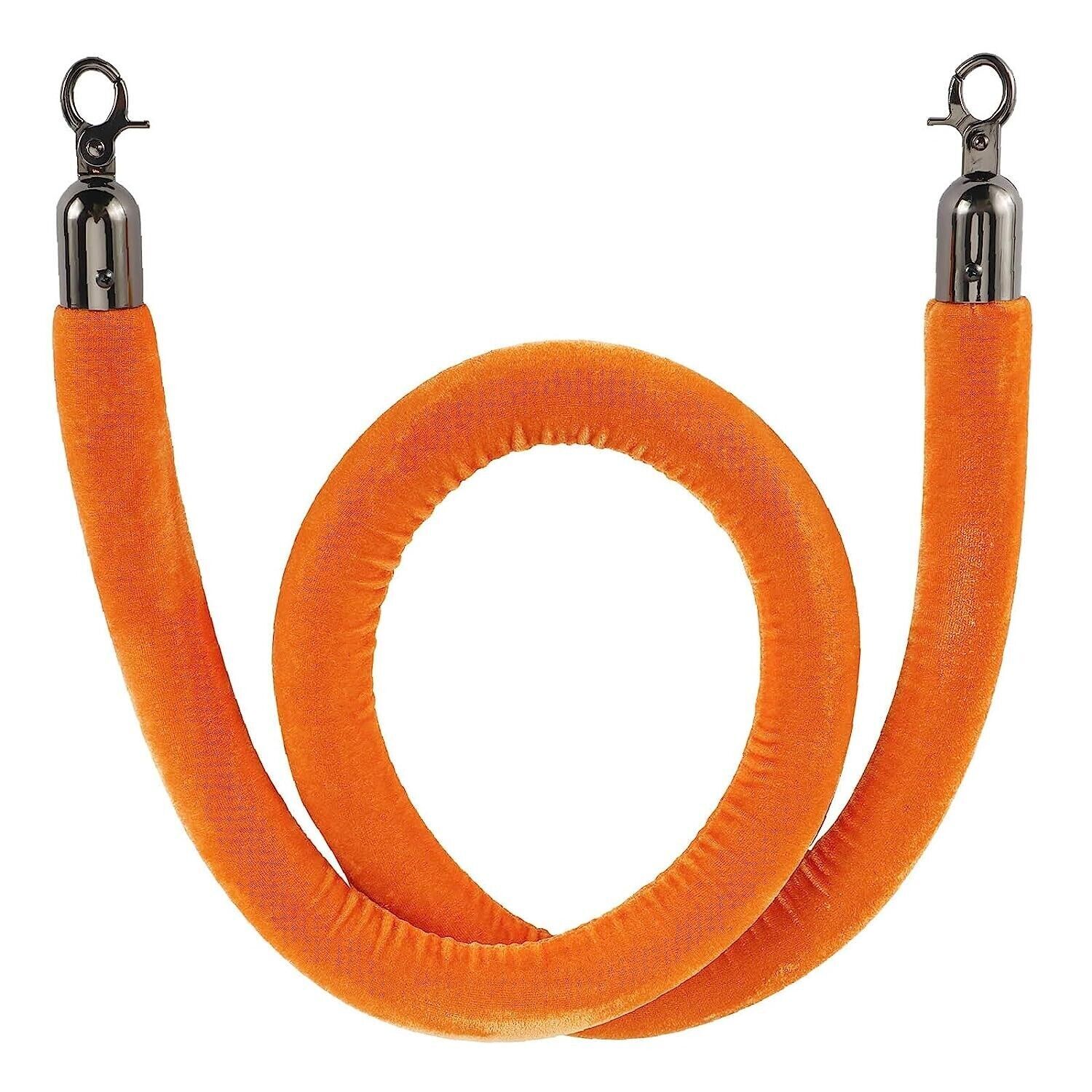 NovelBee 4pcs Orange Velvet Stanchion Ropes with Black Hooks,5 Feet Stanchion Qu
