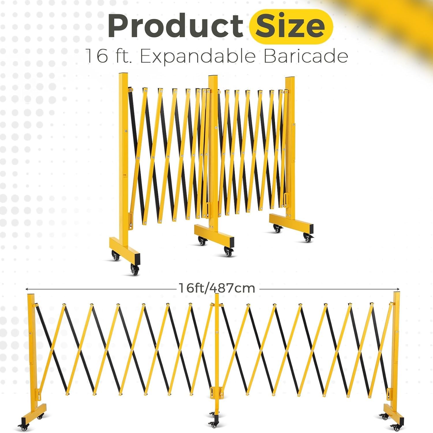 US 8-23ft Metal Expandable Barricade Gate Safety Traffic Driveway Control Fence