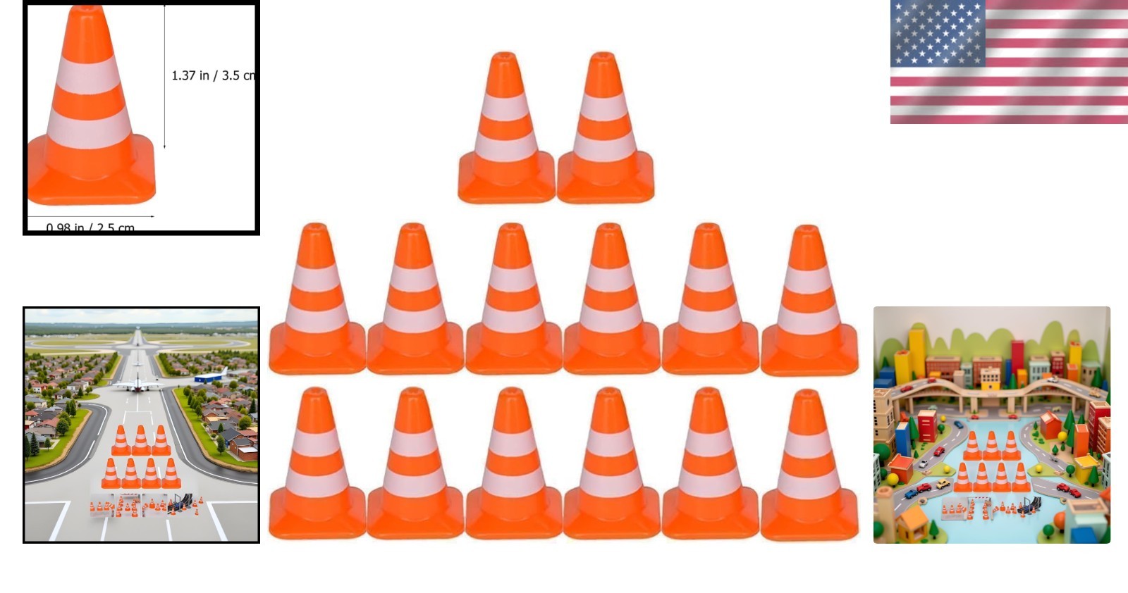 14Pcs Realistic Miniature Traffic Cones for Dollhouse Scenes & Educational Use
