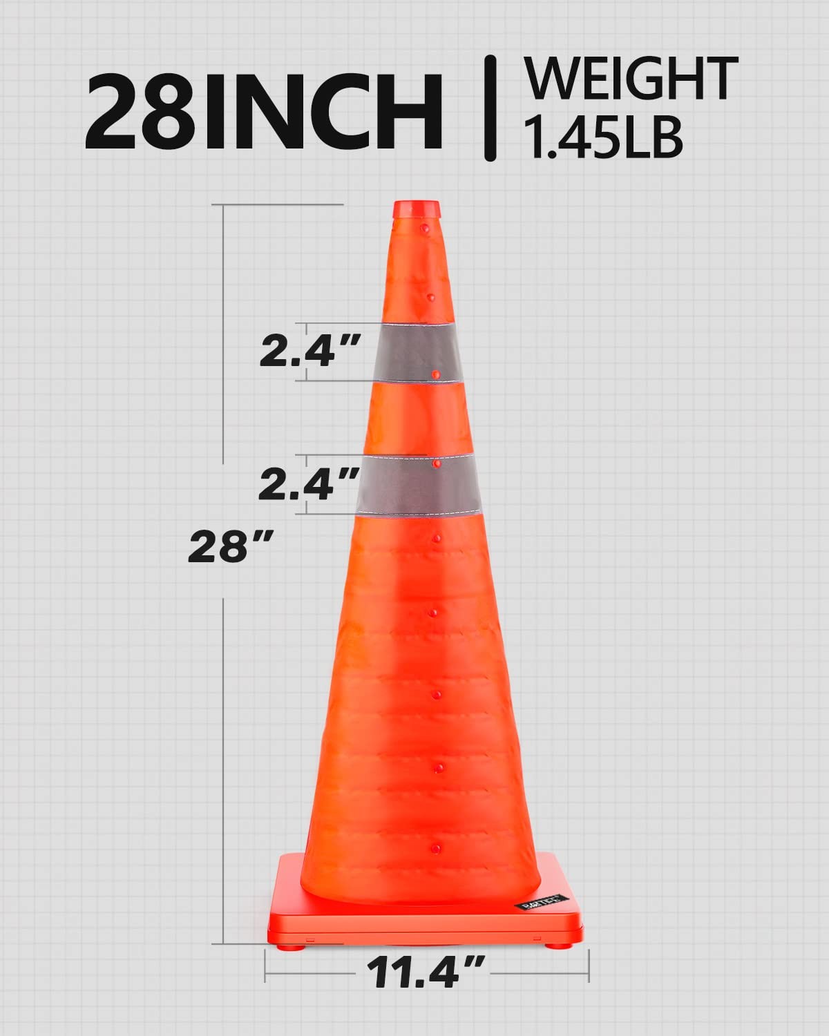 4 Pack 28 Inch Collapsible Traffic Safety Orange Cones Reflective for Road