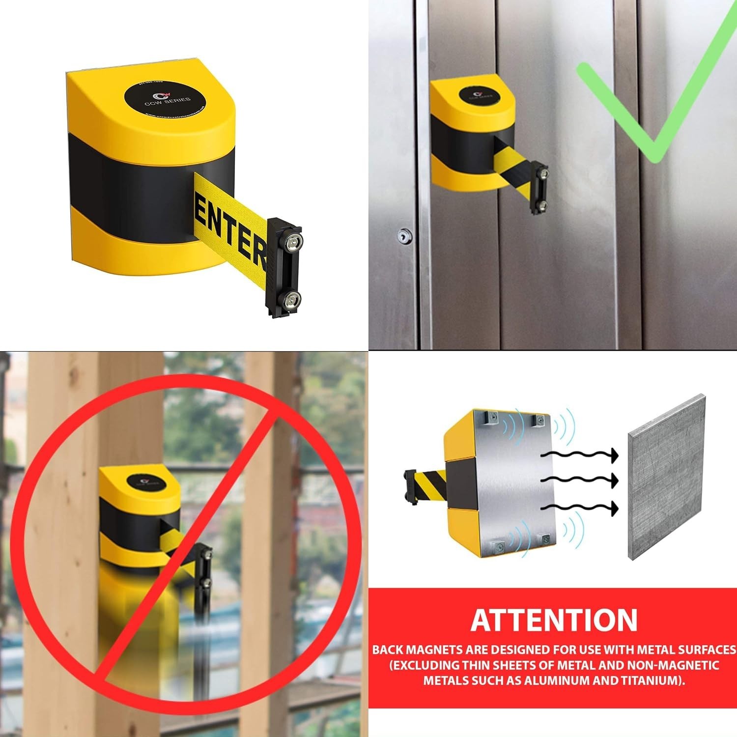 CCW WMB-220 15ft Magnetic Wall Mount Retractable Belt Barrier – Safety in Style