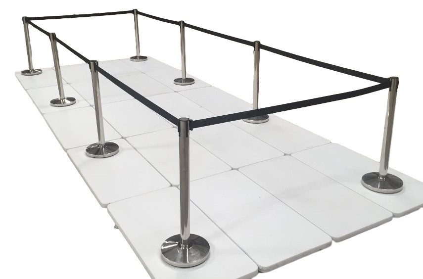 (8) Pack of Retractable Crowd Control Barrier Posts / Stanchions 6’6″ Strap