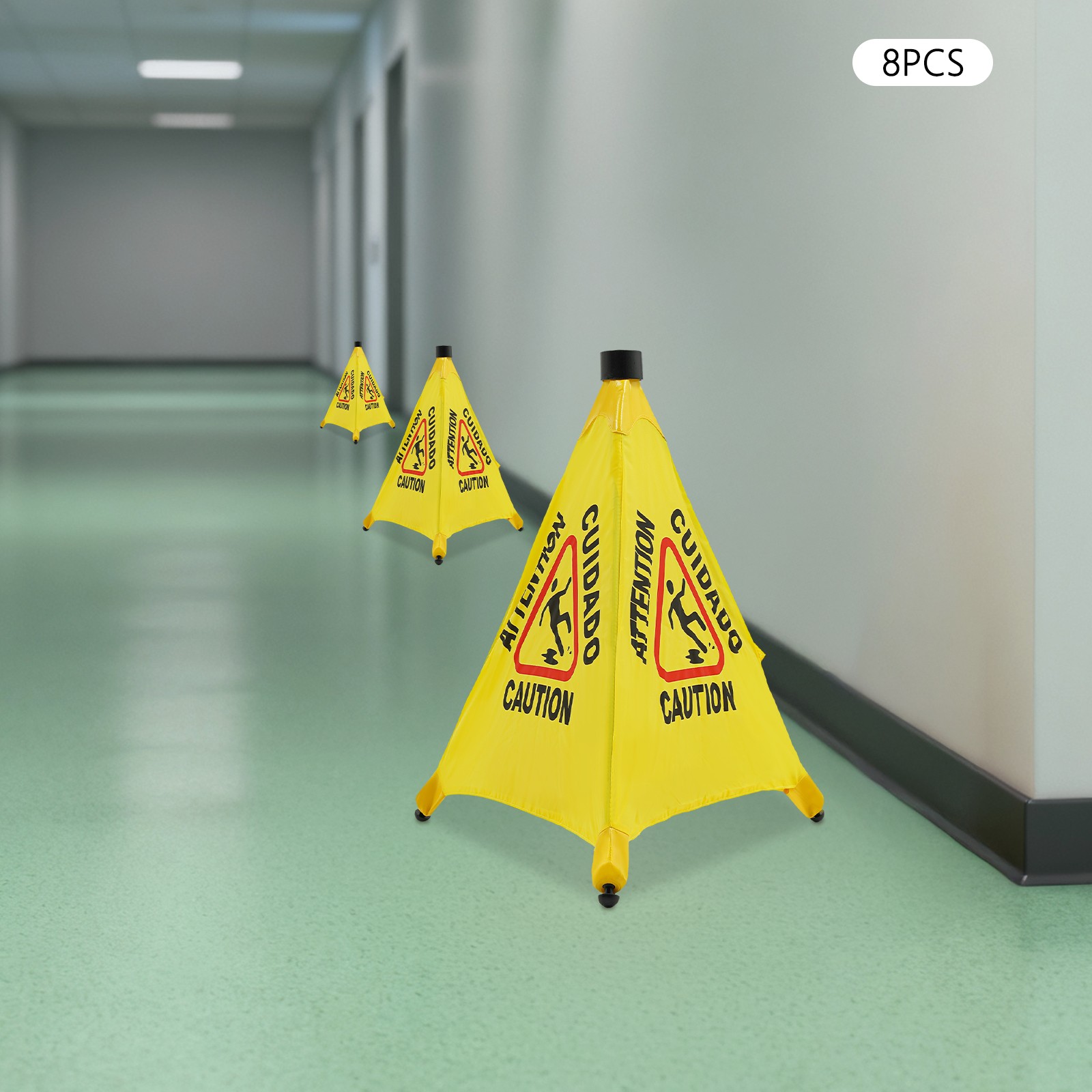8Pcs Wet Floor Sign Foldable A Frame Caution Floor Sign Plastic Indoor Outdoor