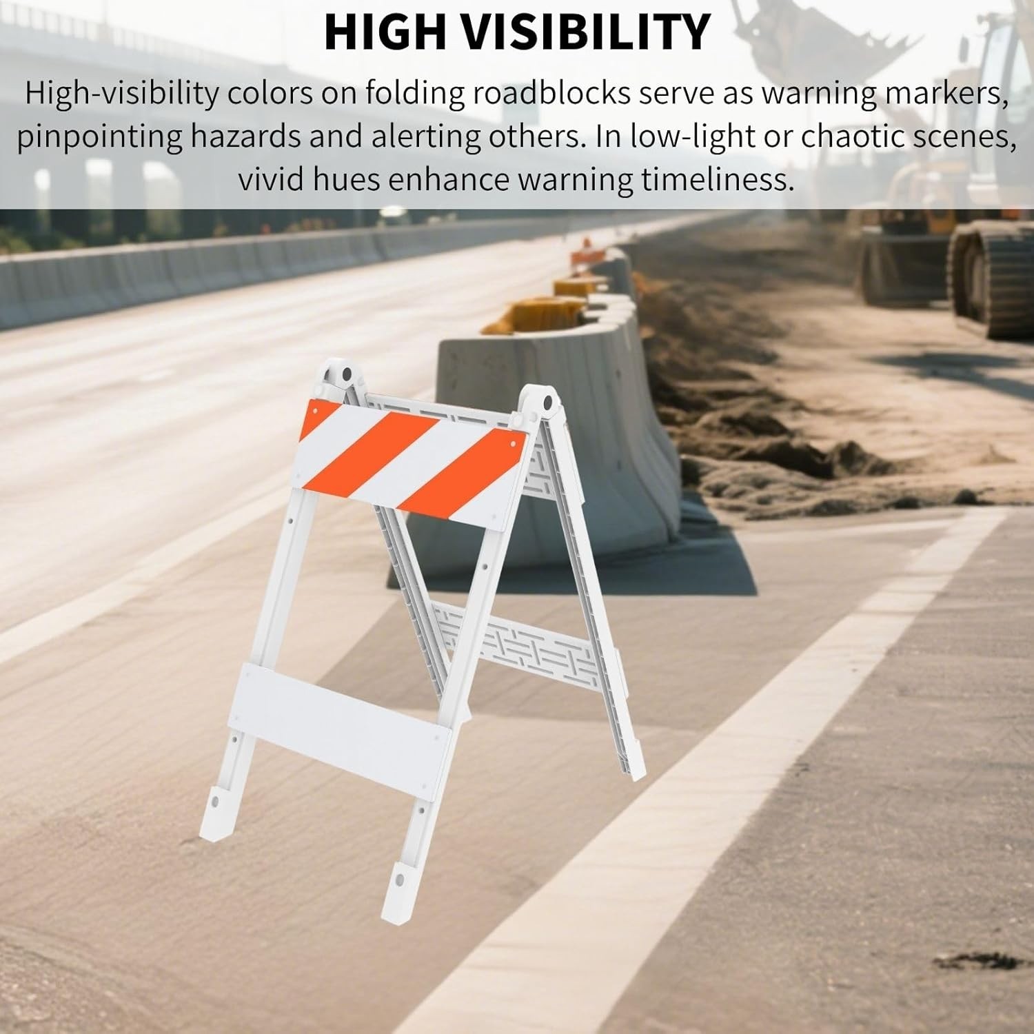 1Pack Type I Foldable Traffic Barricade Folding Road with 6″x24″ Bottom Panel