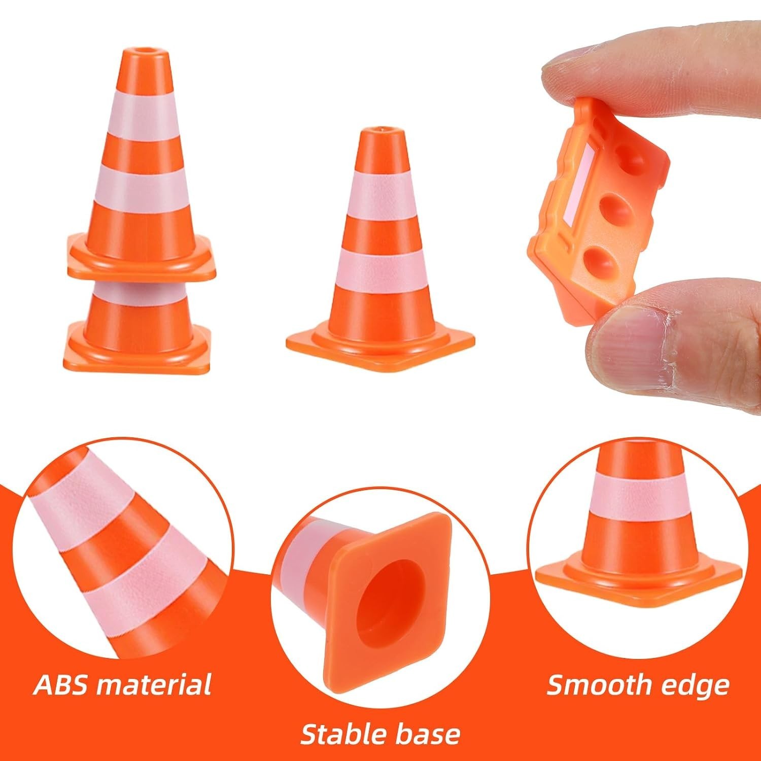 Bright Orange Mini Traffic Cones – 40 Piece Set for Sensory Play & Safety