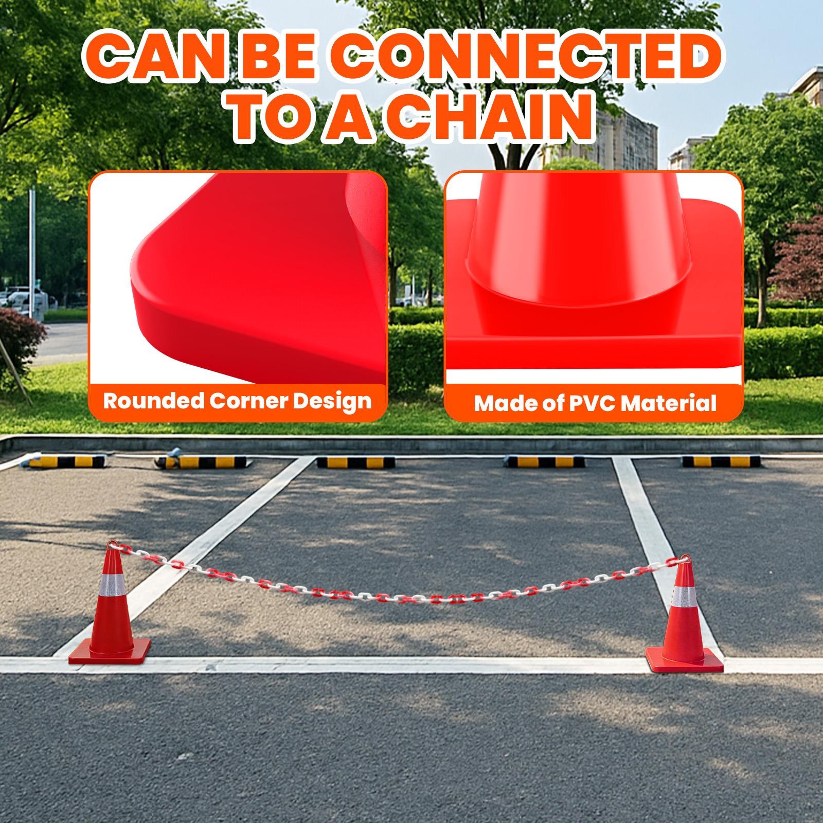 12 Pack 18″ Red Road Safety Cones Portable Traffic Cones with Reflective Collars