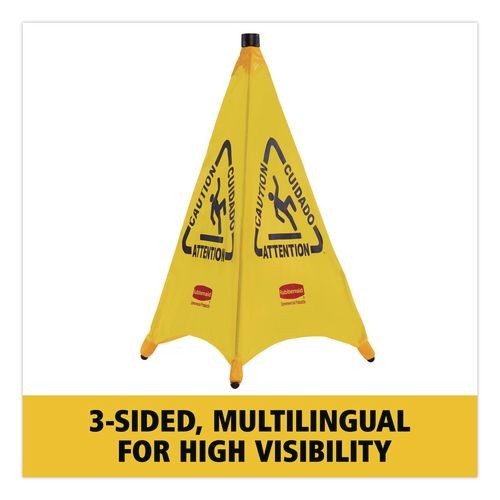 Rubbermaid Commercial Pop-Up Wet Floor Safety Cone, 21 x 21 x 30, Yellow