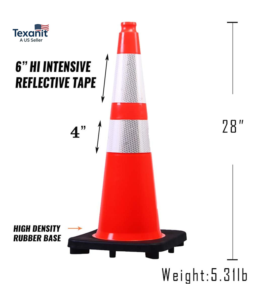 (8 Pack) 28” Inch Traffic Safety Cones Orange Road Parking Cones Heavy Duty Con