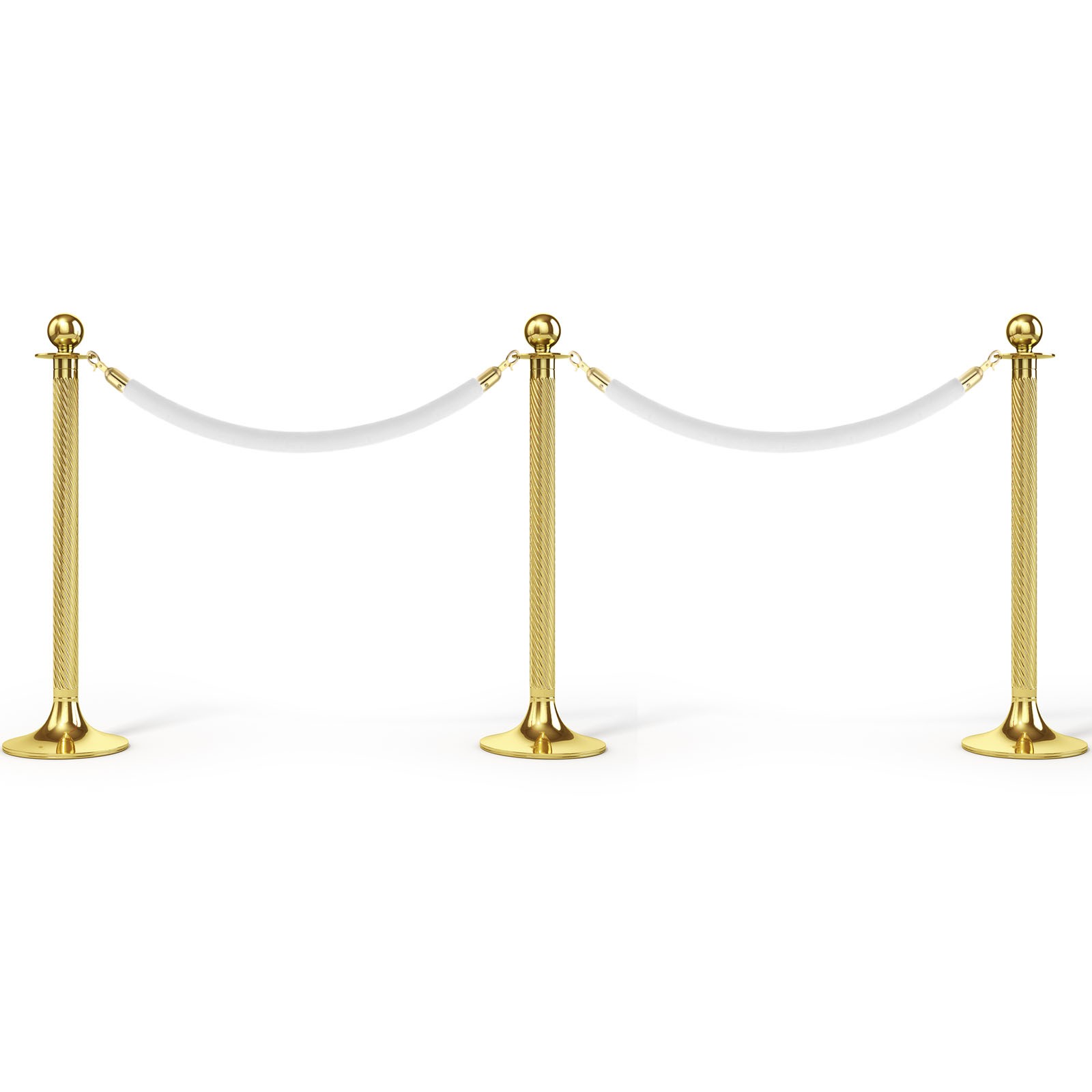 2pack, 4 Feet White Velvet Stanchion Rope Crowd Control Barrier Rope Golden