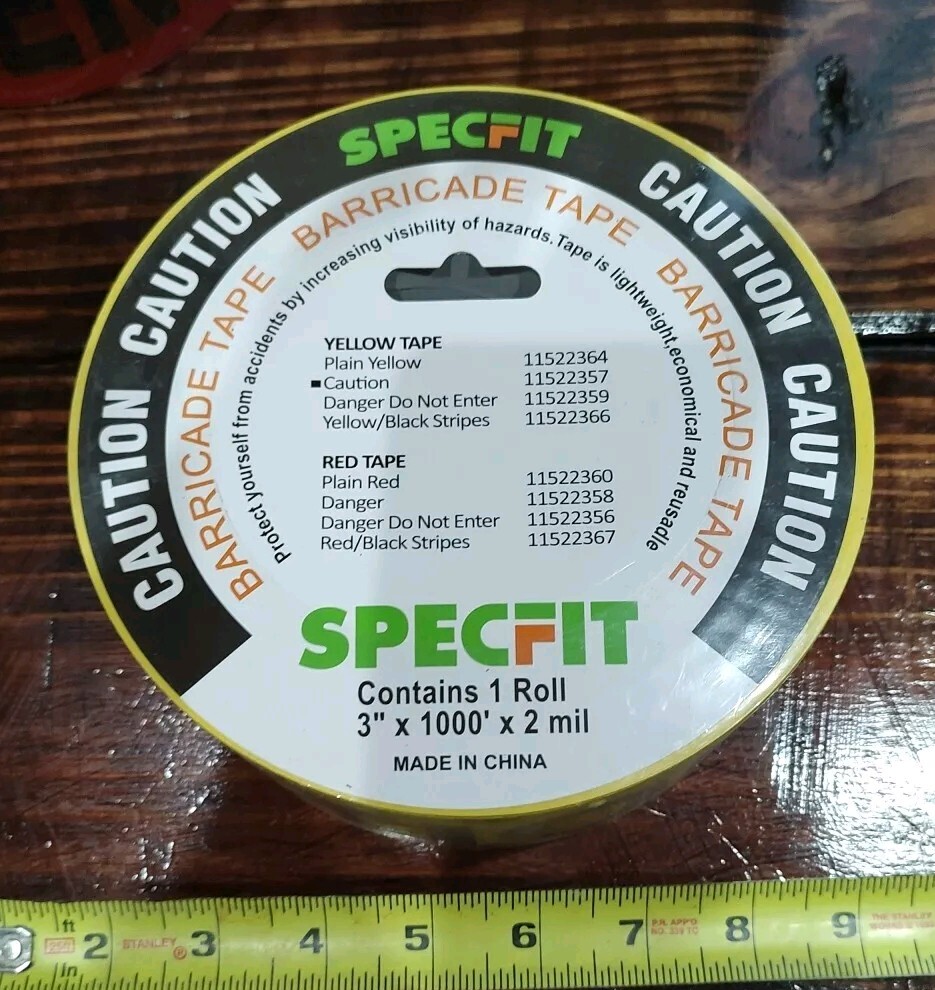 BRAND NEW SPECFIT 11522357 YELLOW CAUTION BARRICADE SAFETY TAPE 3″ X 1000′