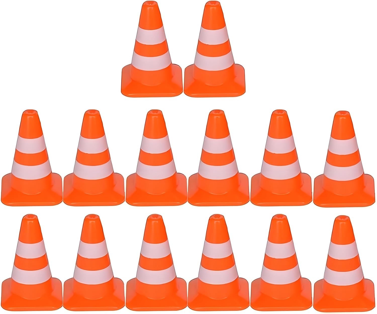 14 Piece Educational Mini Traffic Cones for Dollhouse & Model Construction